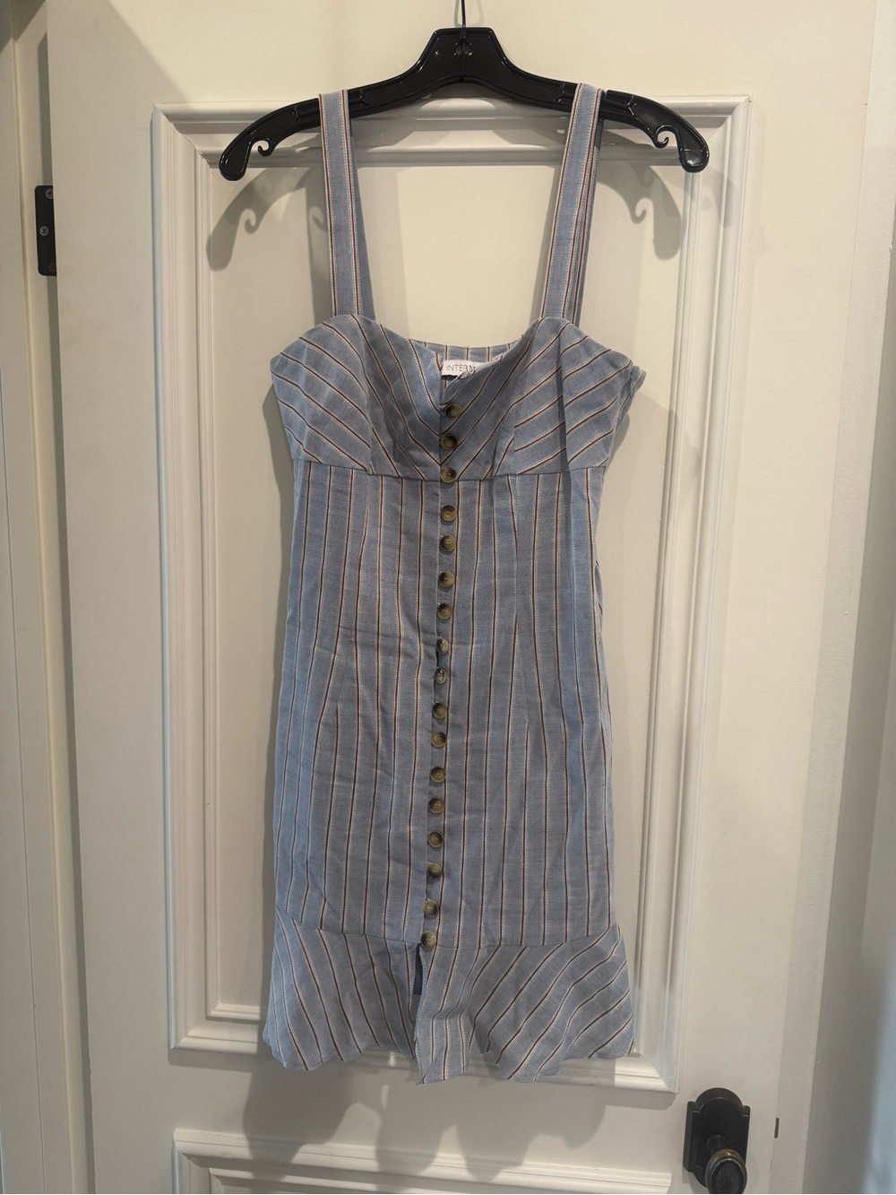 INTERMIX Light Blue and White Striped Button-Front Sundress